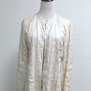 Eileen Fisher textured ivory 100% silk lined open jacket S